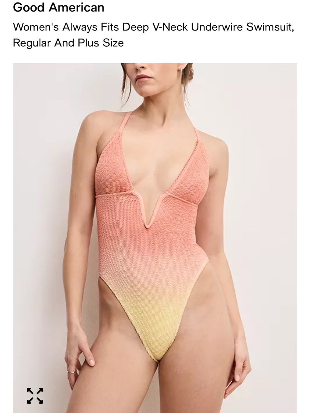 Good American Ombre Knit One-Piece Swimsuit in Peach and Yellow